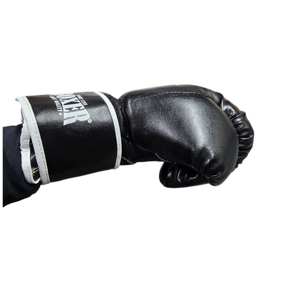 Боксерские перчатки BOXER NEW 10 оz кожвинил ШИРОКИЙ МАНЖЕТ черные
