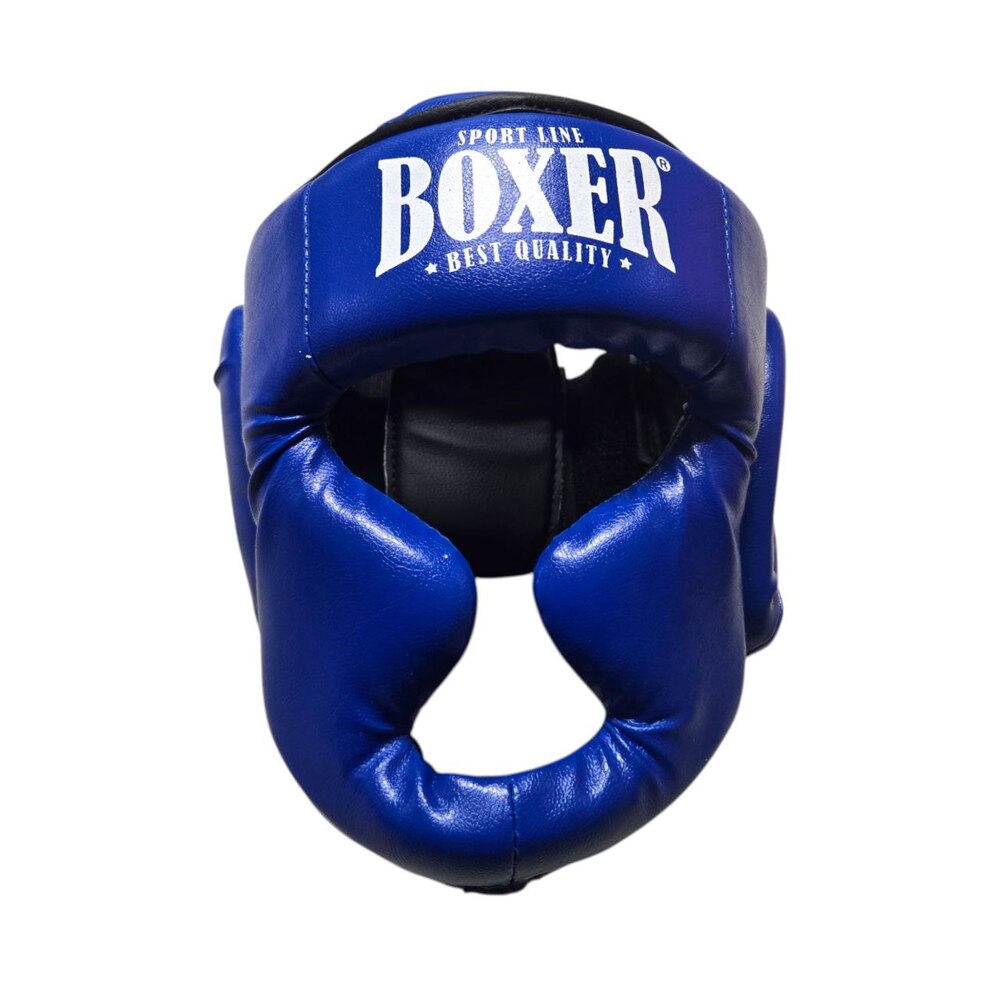 Шолом тренувальний з повним захистом BOXER NEW L вінілшкіряний синій