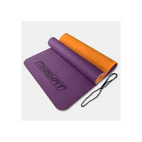 Килимок для йоги та фітнесу EasyFit TPE+TC 6мм двошаровий фіолетовий-помаранчевий