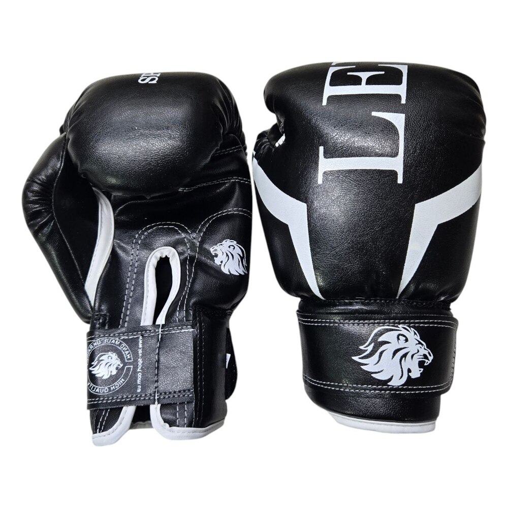 Боксерські рукавички LEV SPORT 10 oz шкірзам, манжета 5 см чорні