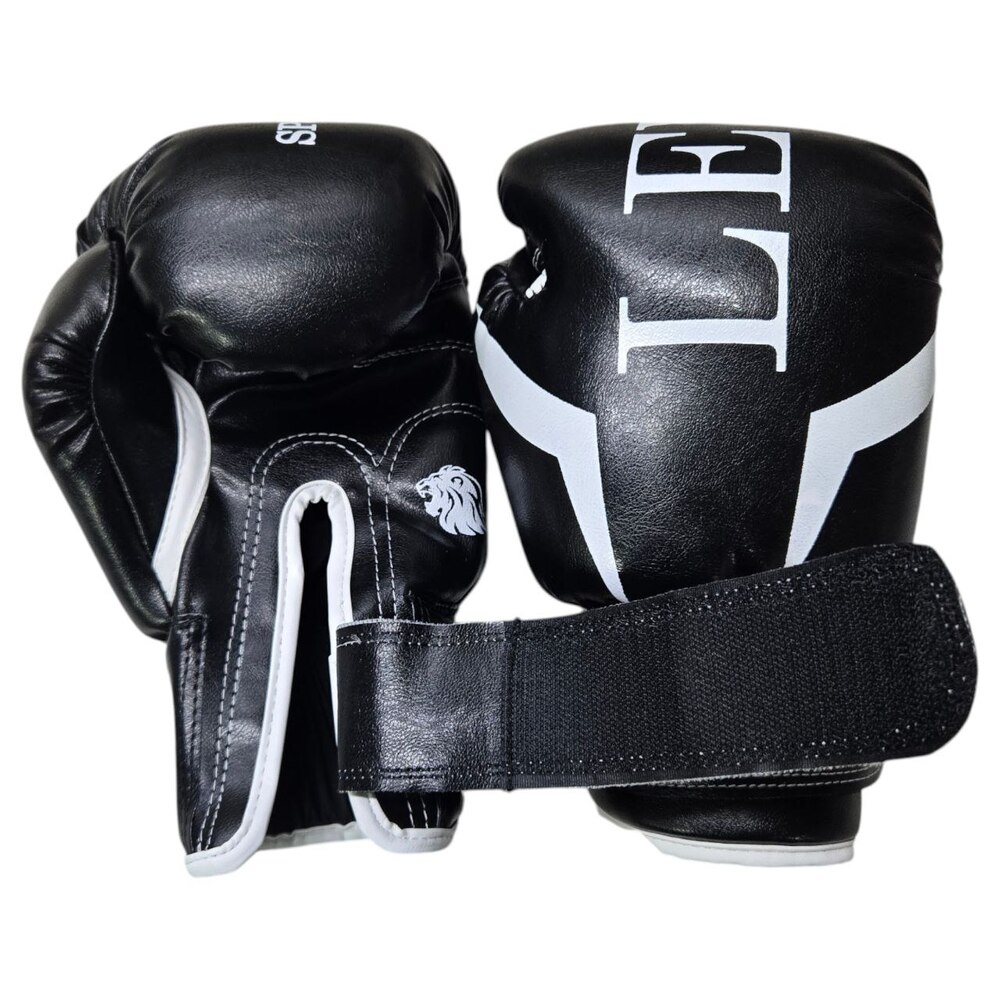 Боксерські рукавички LEV SPORT 10 oz шкірзам, манжета 5 см чорні
